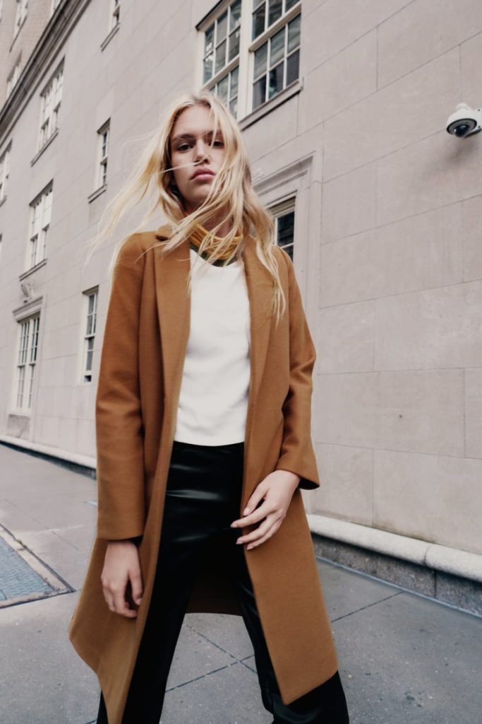 manteau femme camel zara