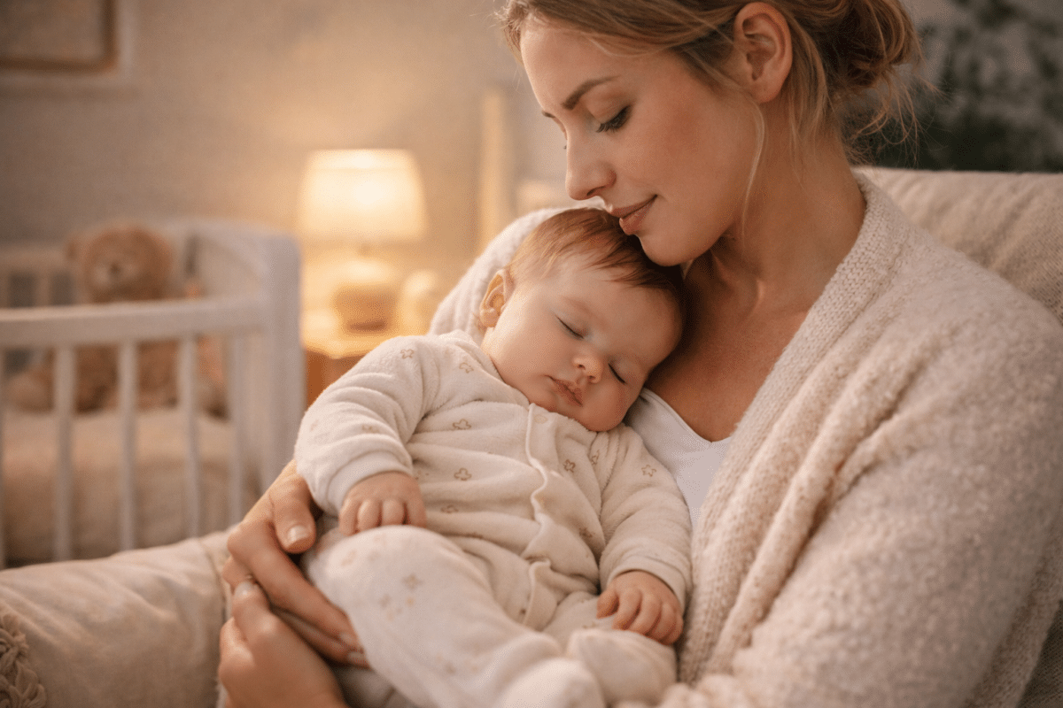 Mère et bébé dans un berceau doux