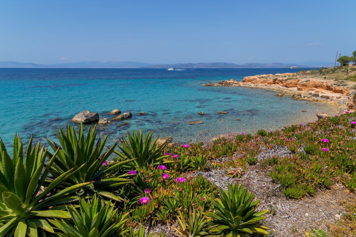 Eau turquoise à Égine en Grèce