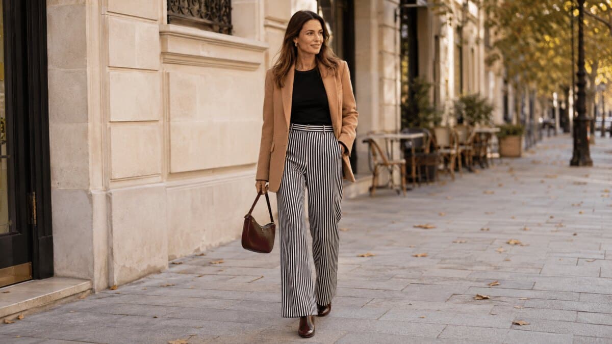 Pantalon rayé de chez Mango