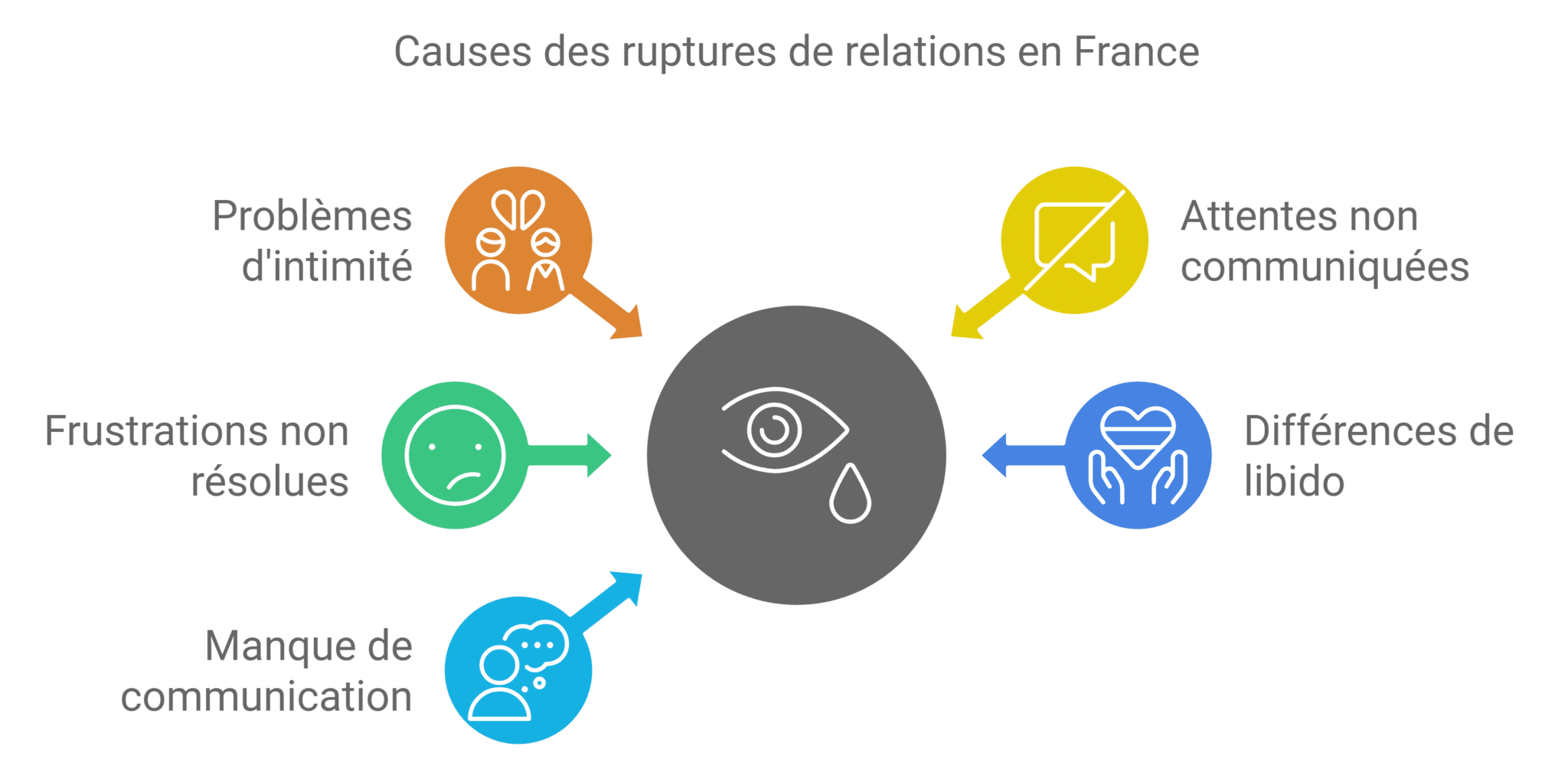 Infographie illustrant les principales causes des ruptures de relations en France