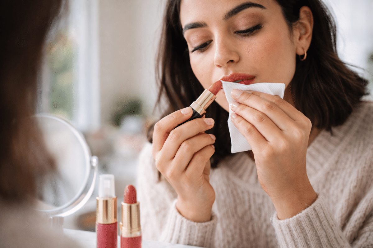 Application de rouge à lèvres