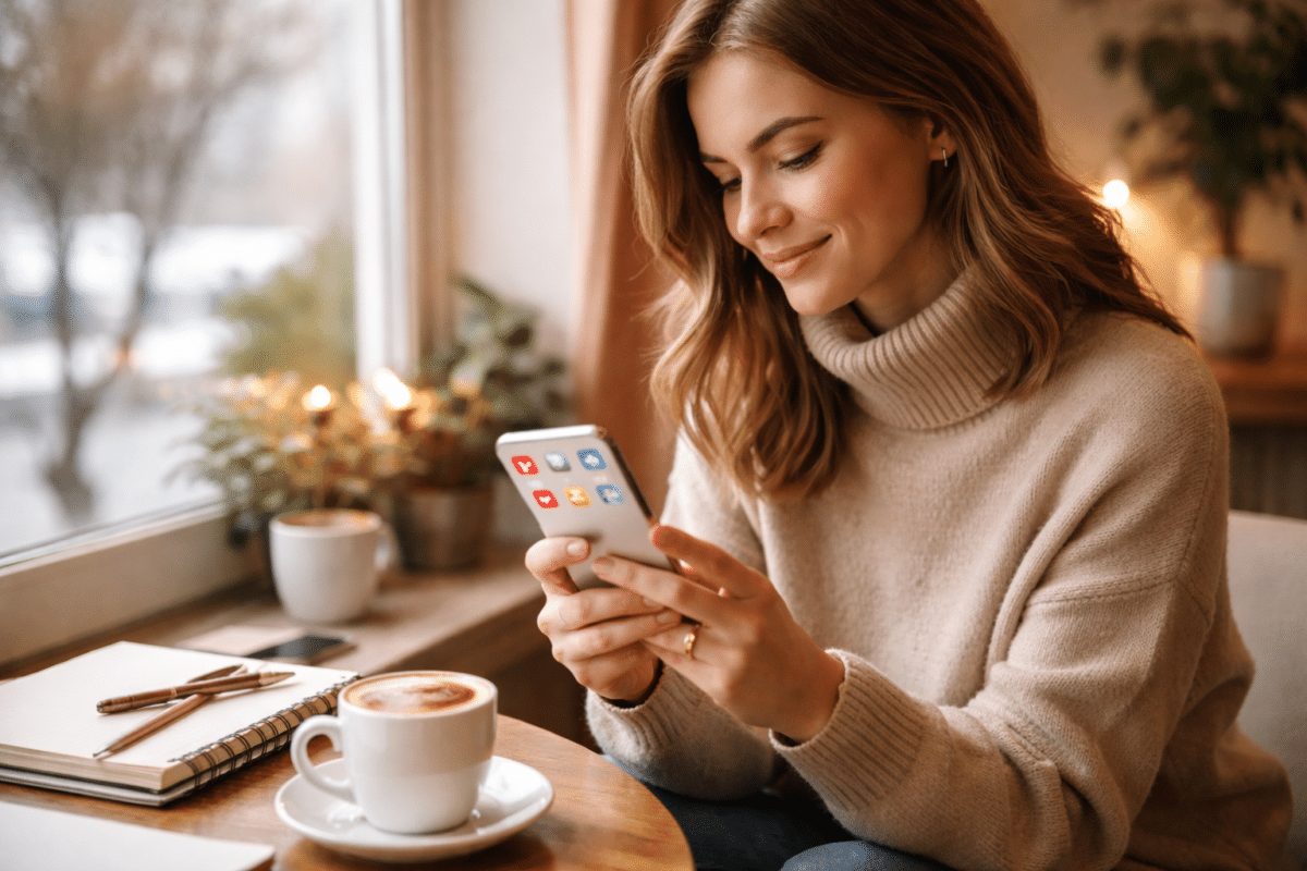 Femme sur un site de rencontre