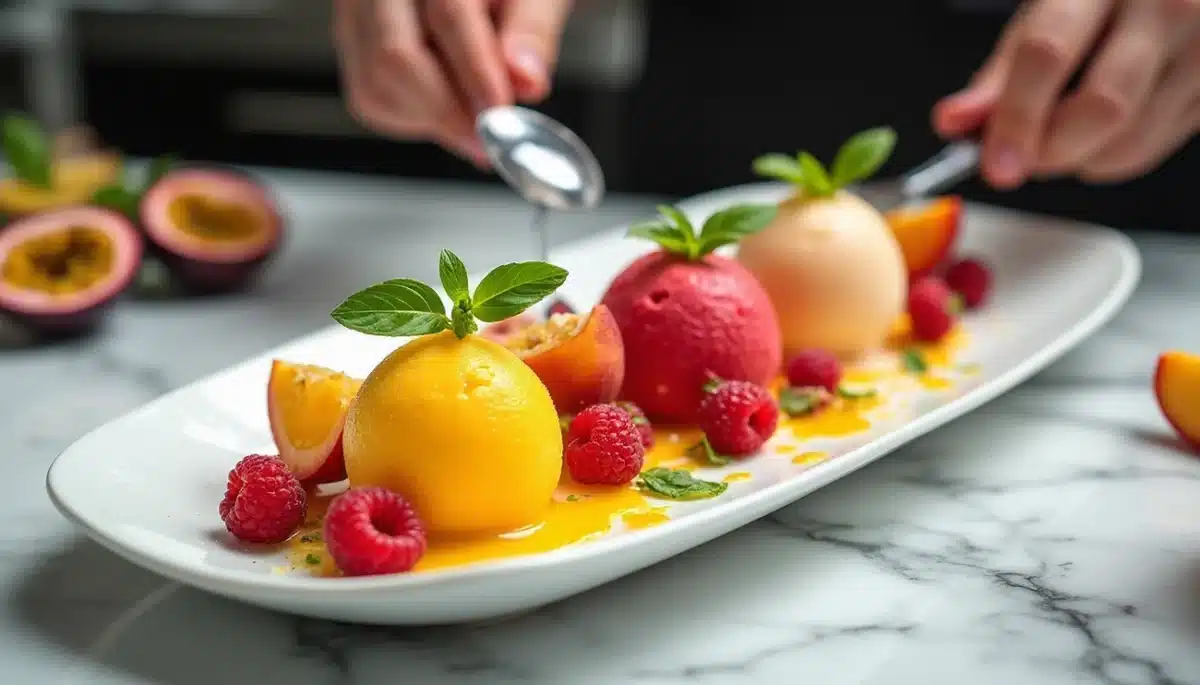 Desserts glacés aux fruits