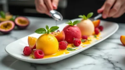 Desserts glacés aux fruits
