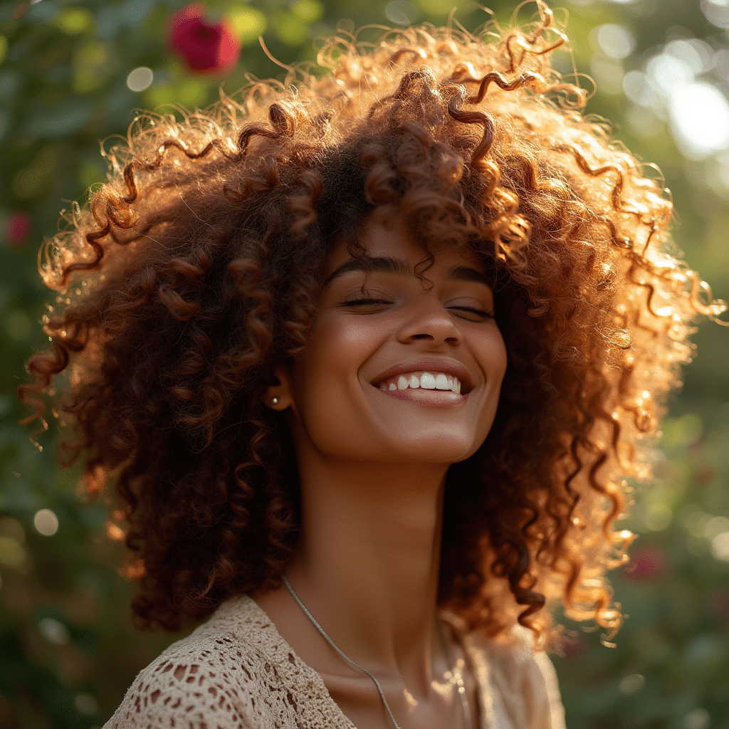 Femme avec les cheveux bouclés