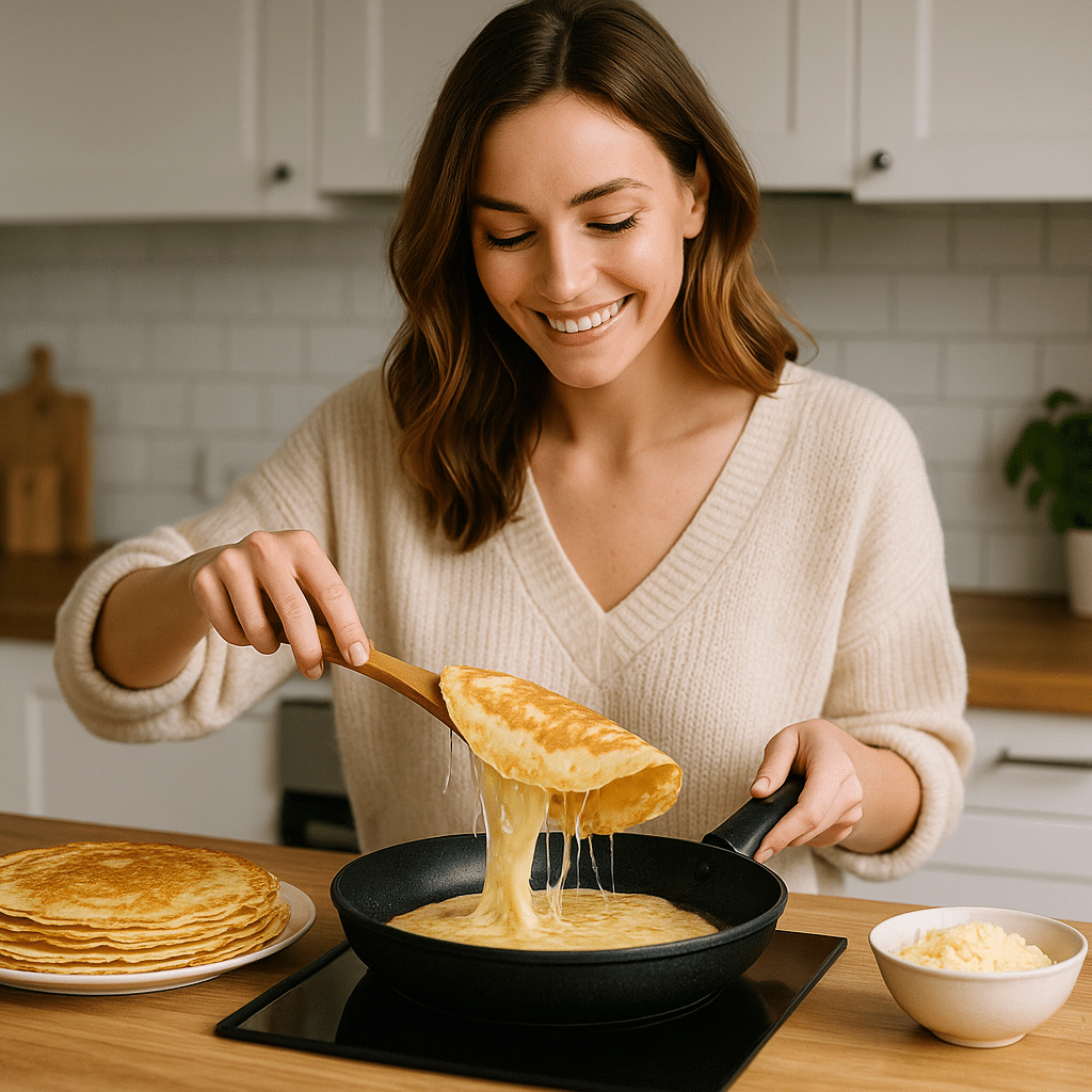Des crêpes au fromage moelleuses