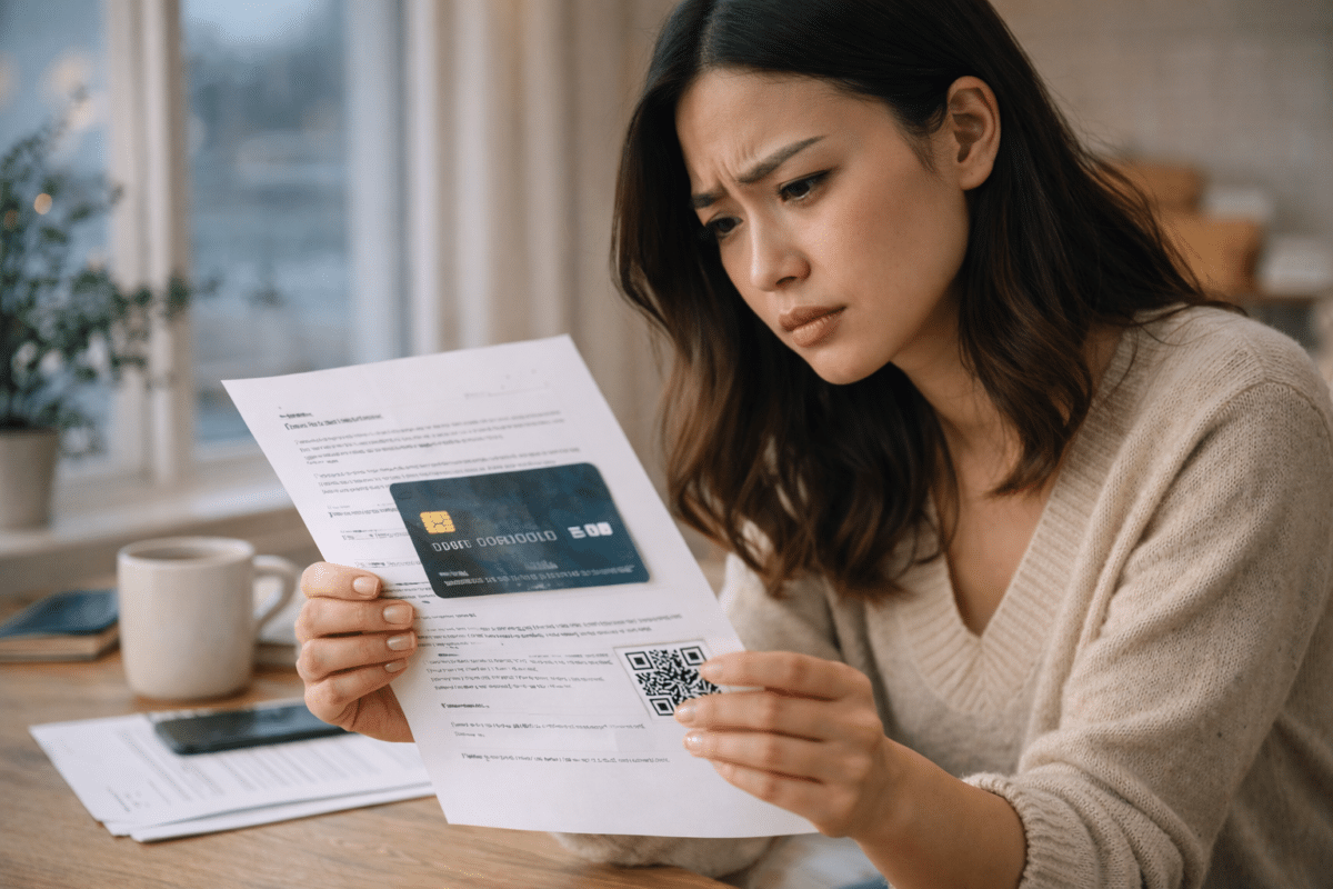 Une lettre avec une carte bancaire factice