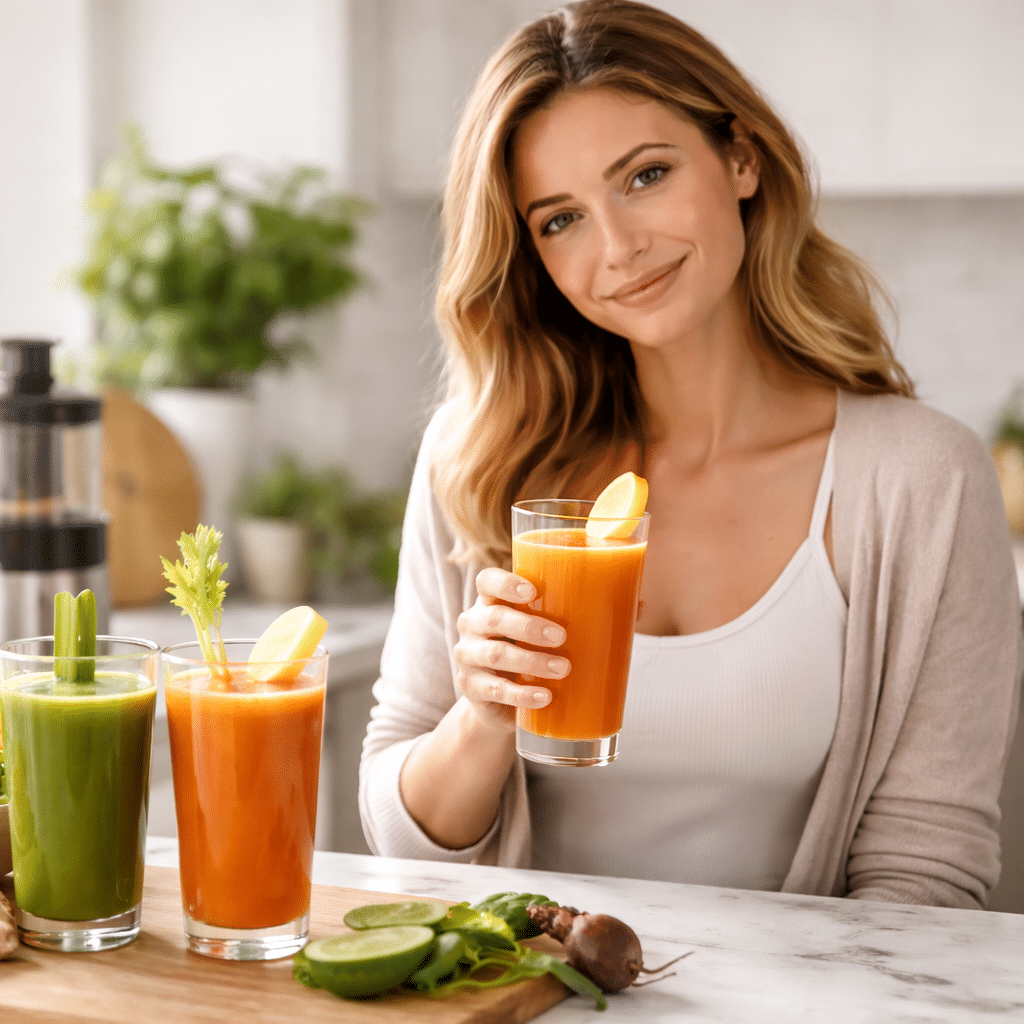 Femme qui fait une cure détox
