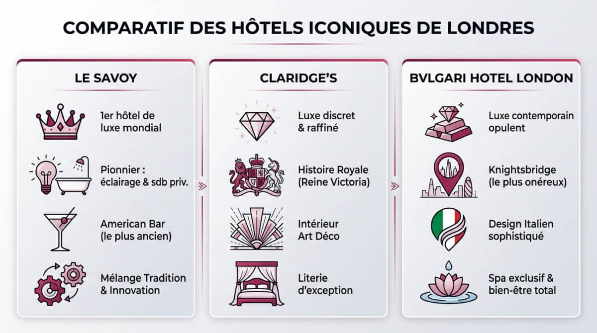 Comparatif des hôtels iconiques de Londres