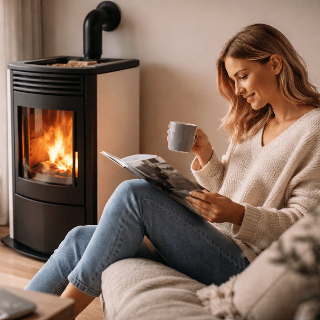 Moment de détente près du poêle à granulés