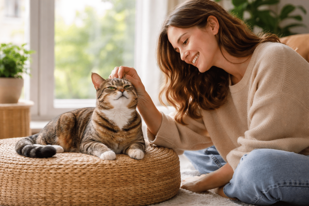 Un chat heureux ronronne souven