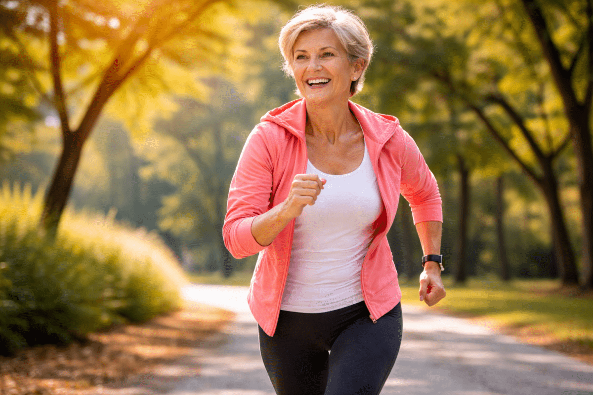 Femme qui marche pour perdre du poids après 60 ans