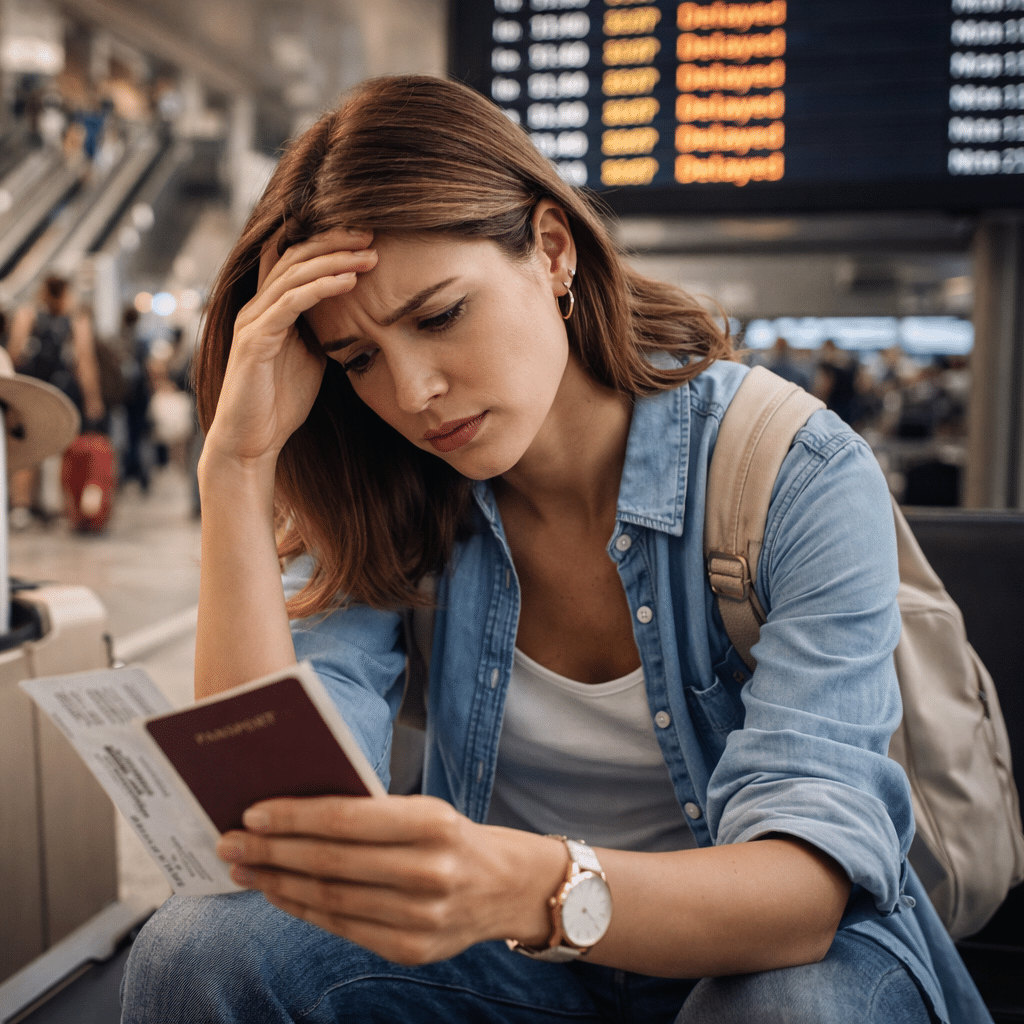Attente stressante à l'aéroport
