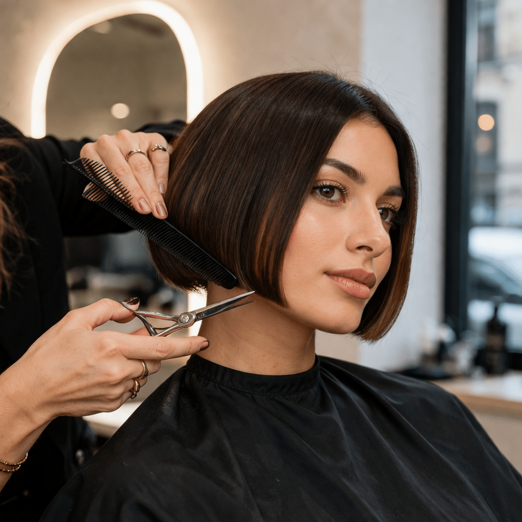 Coiffure élégante dans un salon moderne