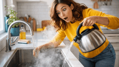 Eau bouillante dans son évier