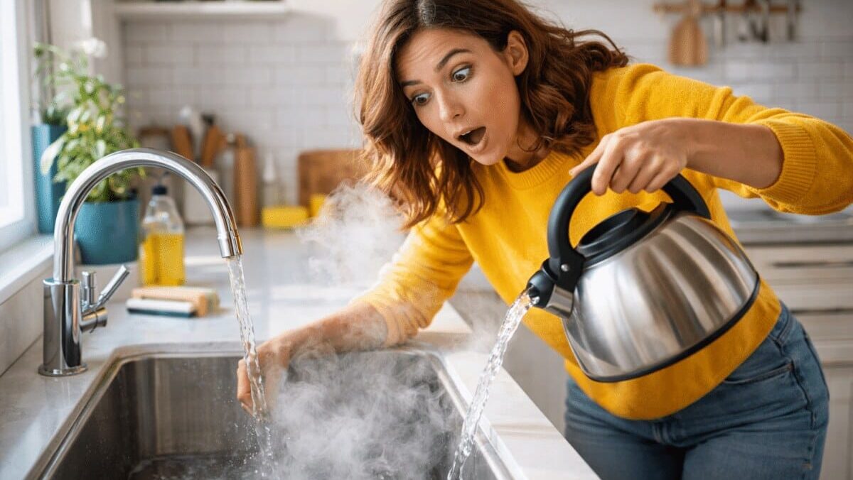 Eau bouillante dans son évier