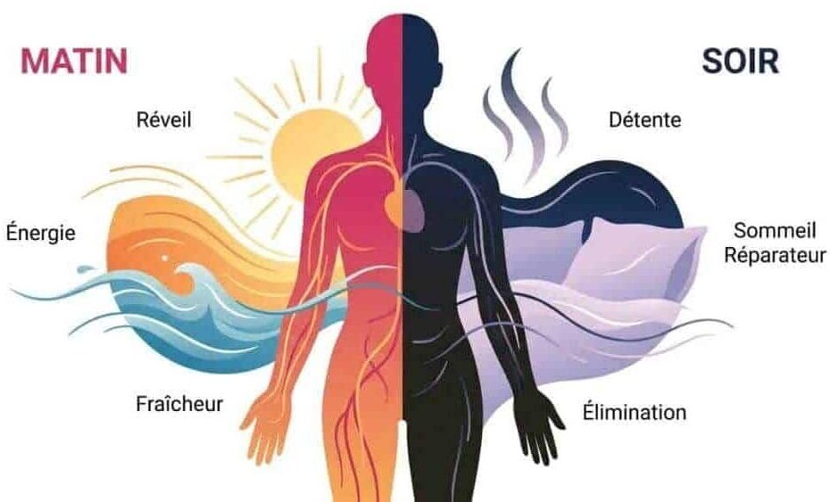 Femme profitant d'une douche relaxante pour son bien-être matinal ou nocturne
