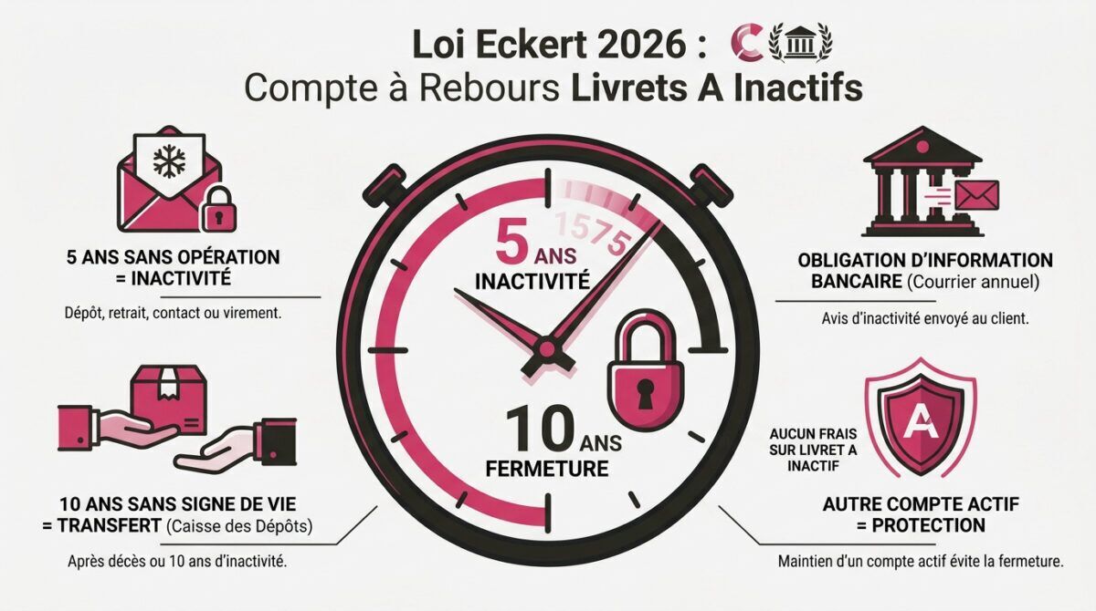 Illustration du compte à rebours de la loi Eckert pour les livrets A inactifs