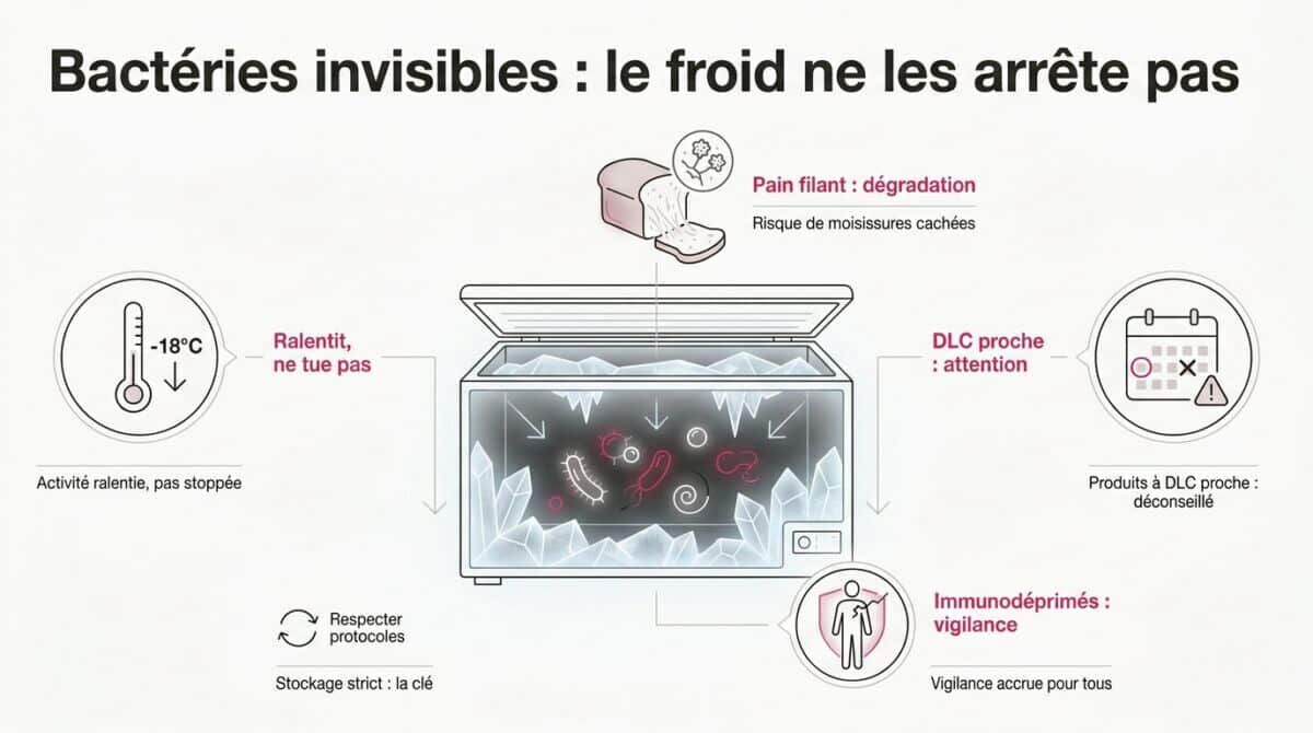 Bactéries microscopiques survivant dans un environnement gelé