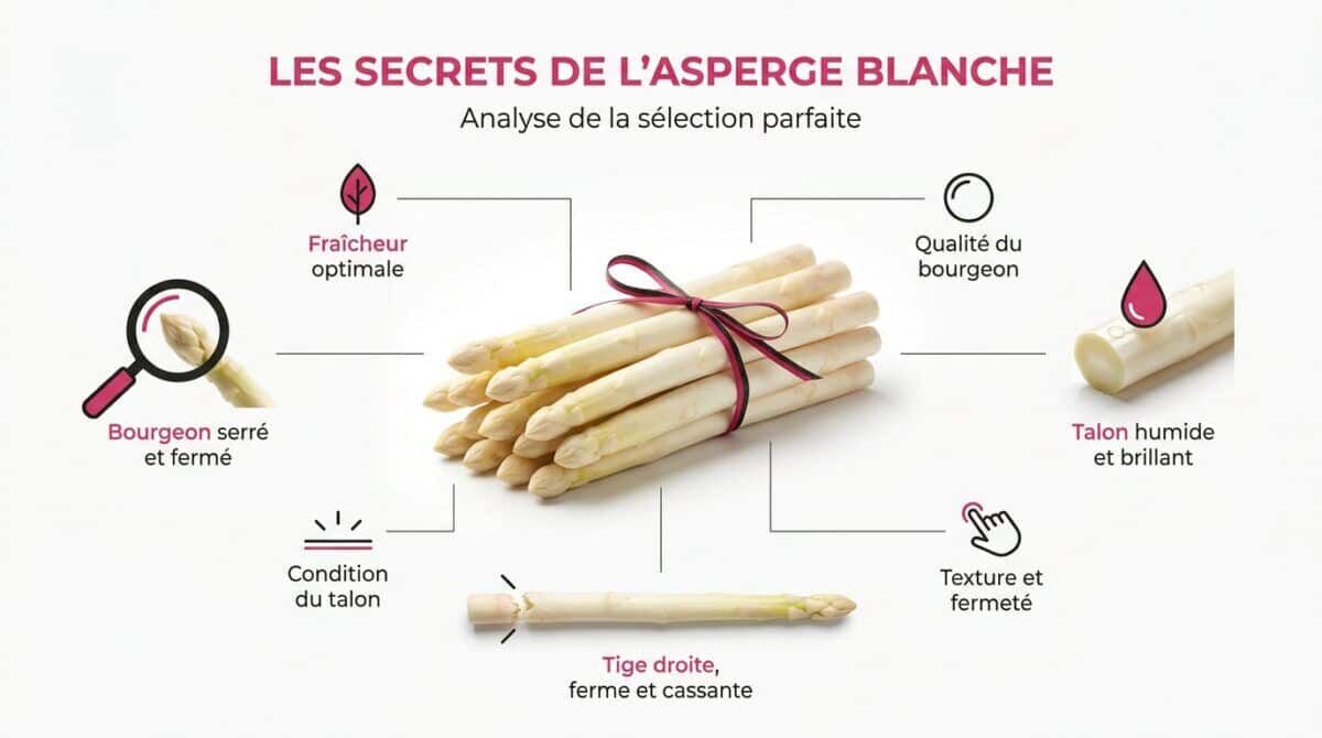 Sélection d'asperges blanches fraîches aux pointes serrées