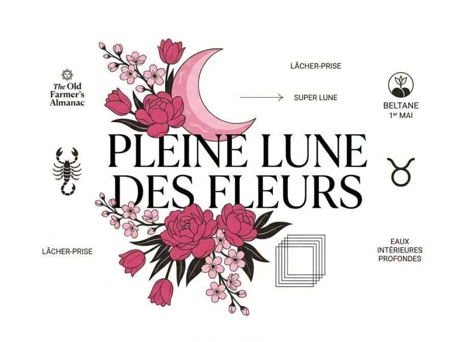 Illustration botanique de la pleine lune des fleurs en Scorpion