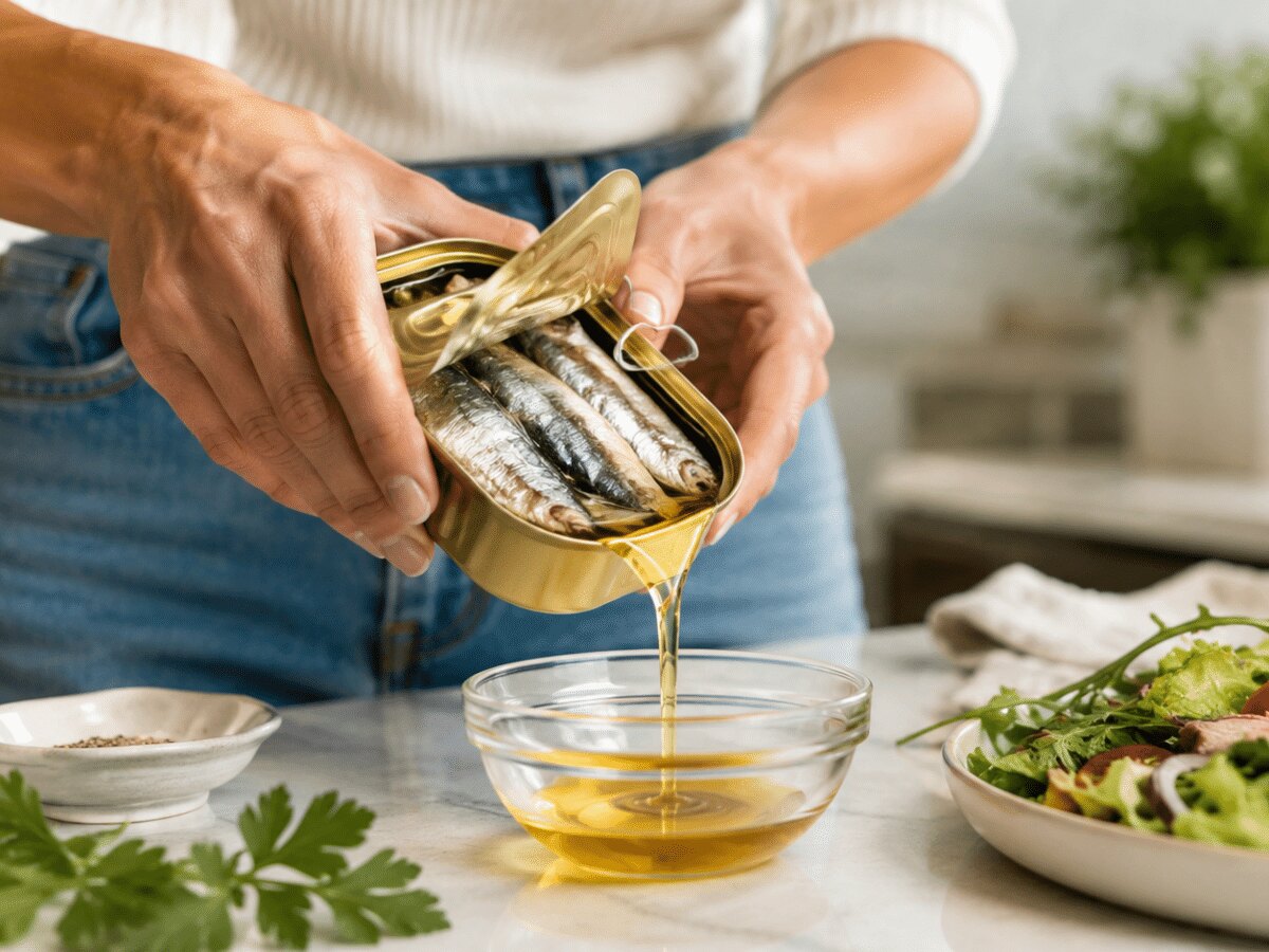 Recycler l'huile des sardines en boîte