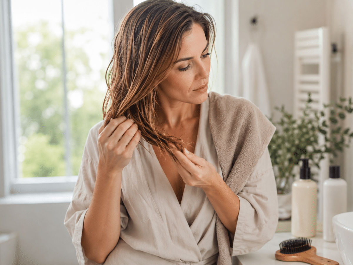 Femme avec les cheveux ternes