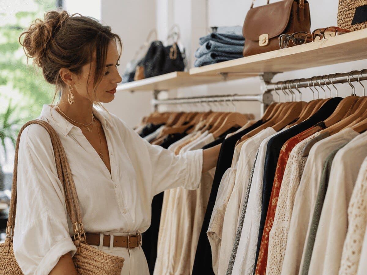 Femme qui cherche une garde robe estivale plus responsable