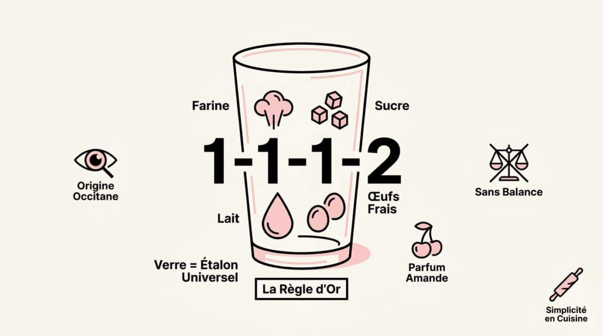 Clafoutis aux cerises traditionnel préparé sans balance avec la méthode du verre
