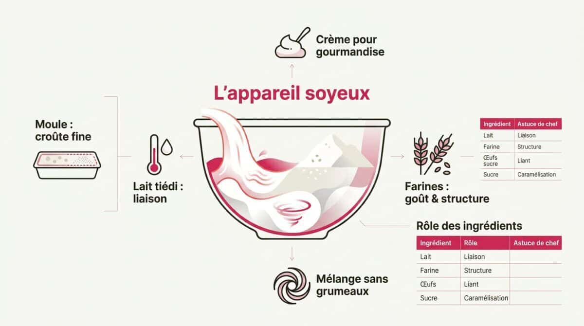 Préparation d'un appareil à clafoutis soyeux et lisse avec des cerises