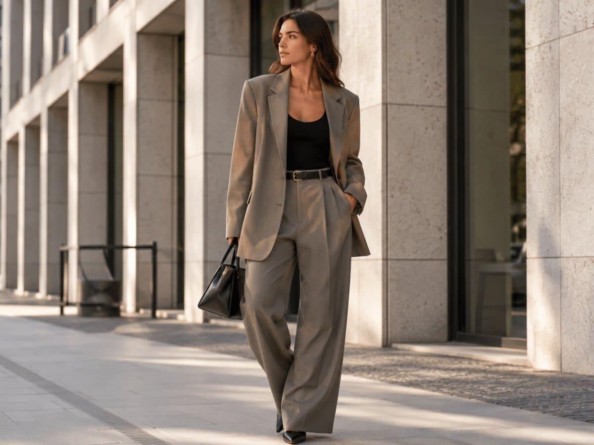 Femme avec un tailleur oversize