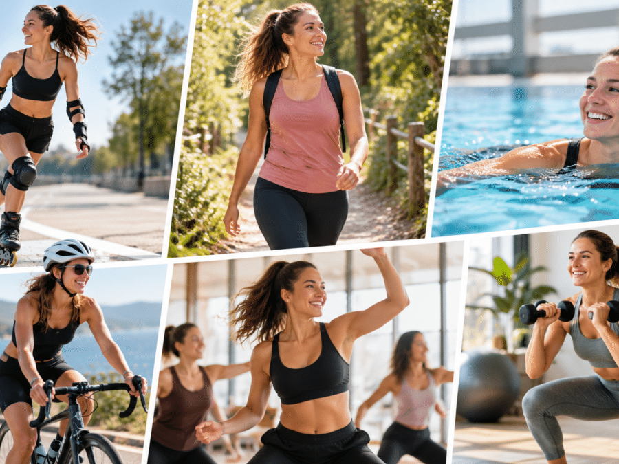 Collage dynamique de femmes sportives