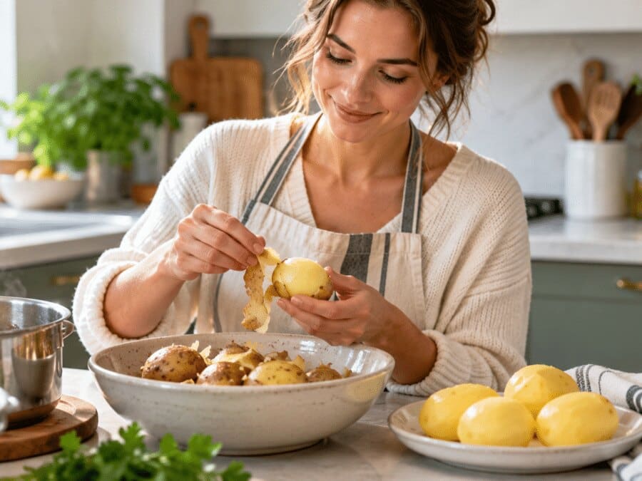 Eplucher les pommes de terre après cuisson