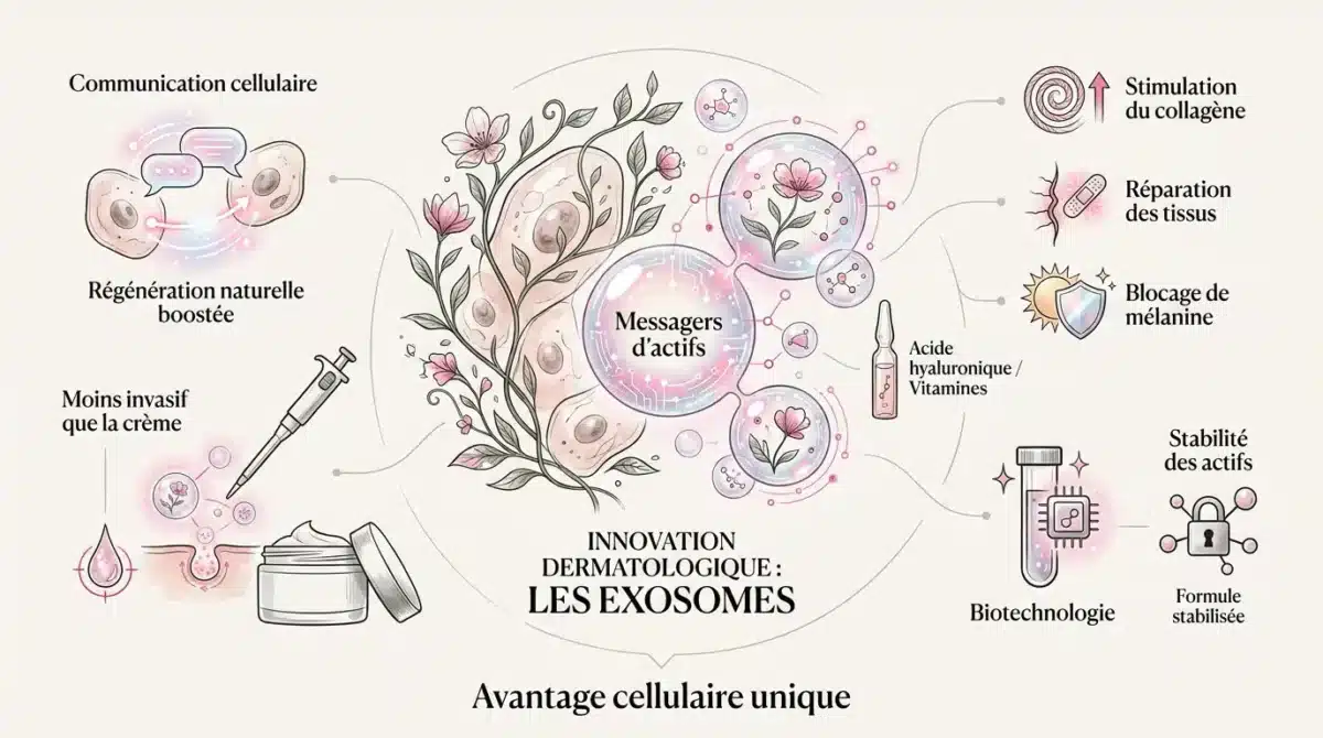 Illustration de la technologie des exosomes pour la régénération de la peau