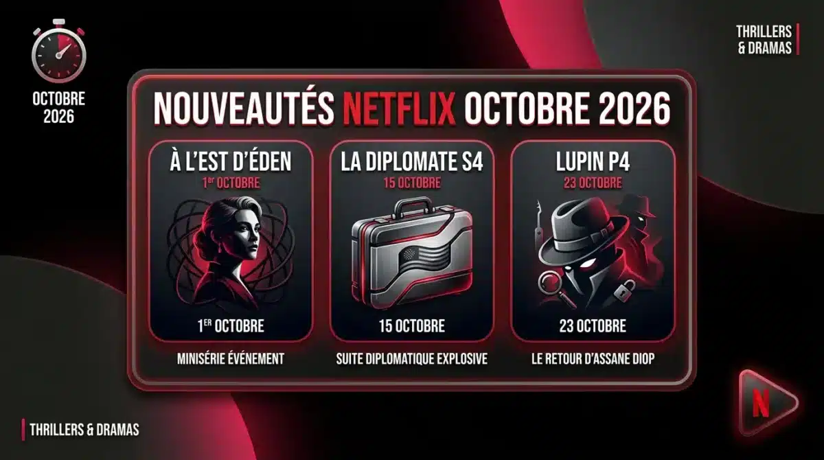 Affiche des nouveautés séries et films Netflix pour le mois d'octobre 2026